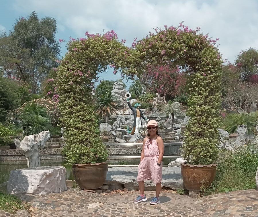 Person standing in front of a historical monument